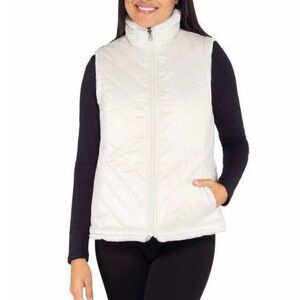 Nicole Miller Women's Quilted Faux Fur Insulated Puffer Vest